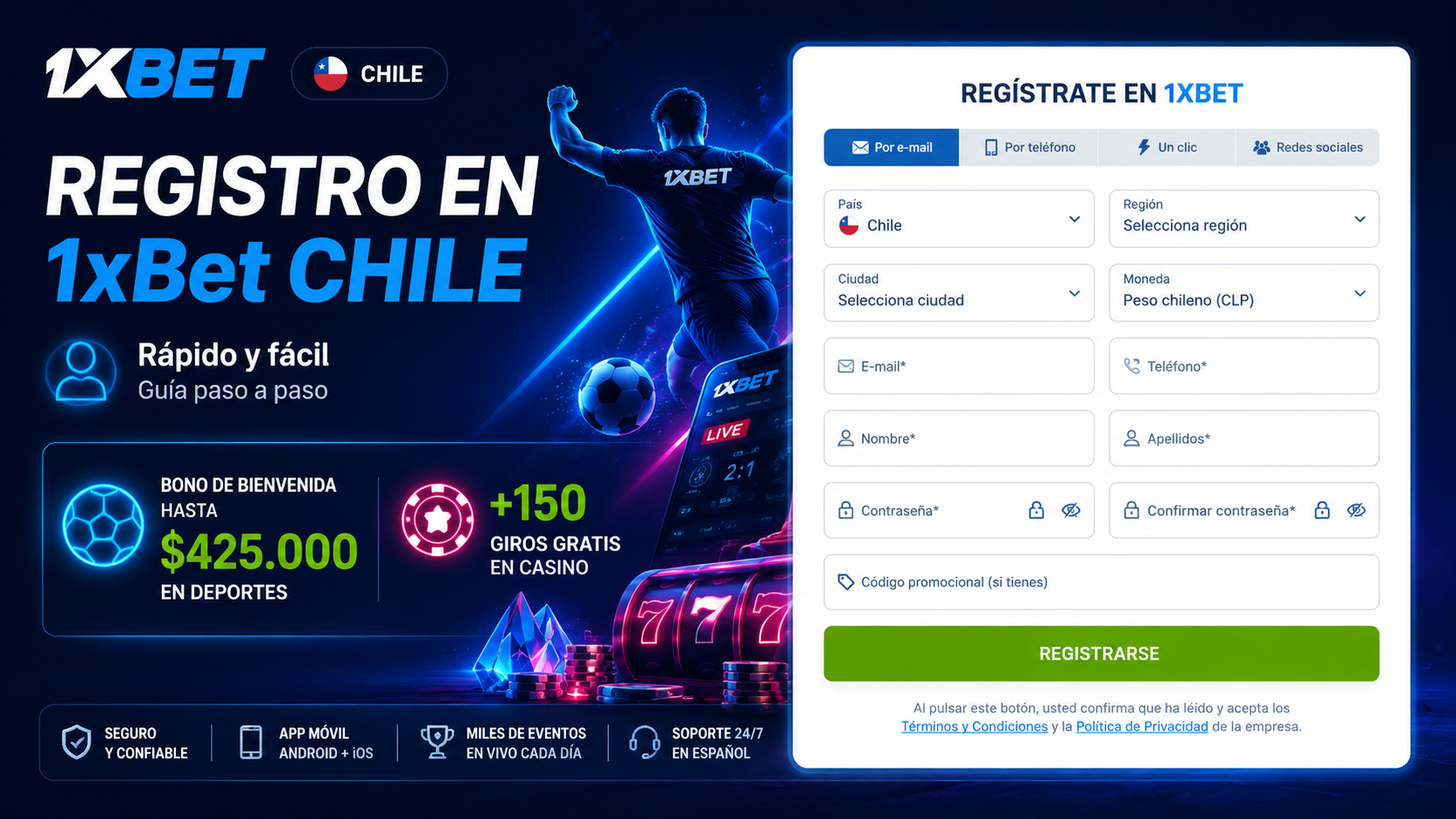 Registro e Inicio de Sesión en 1xBet Chile 2026: Guía Completa Paso a Paso